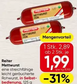 Spar Reiter Mettwurst Angebot