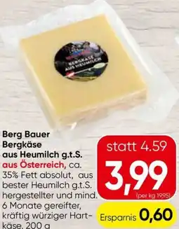 Spar Berg Bauer Bergkäse aus Heumilch g.t.S. Angebot