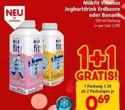 Interspar Milkfit Vitamin Joghurtdrink Erdbeere oder Banane Angebot