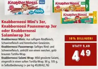 Interspar Knabbernossi mini's 3er, knabbernossi pausenwrap 3er oder knabbernossi Salamiwrap 3er Angebot
