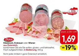 Eurospar Käsewurst, Krakauer oder Wiener Angebot