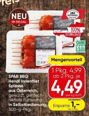 Eurospar SPAR BBQ Hendl Innenfilet Spieße Angebot