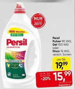 Eurospar Persil Pulver 90 WG, Gel 100 WG oder Discs 76 WG, versch. Sorten Angebot