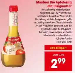 Interspar Mautner Bio Apfelessig mit Essigmutter Angebot