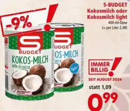 Interspar S-BUDGET Kokosmilch oder Kokosmilch light Angebot