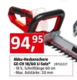 Bauhaus Einhell Akku-Heckenschere GE-CH 18/60 Li-Solo Angebot