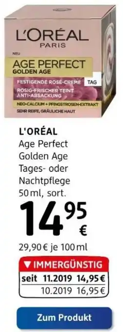 dm L'Oréal Age Perfect Golden Age Tages-Oder Nachtpflege 50 ml Angebot