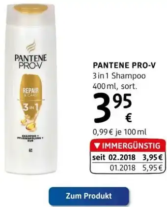 dm Pantene Pro-V 3in1 Shampoo 400ml Angebot
