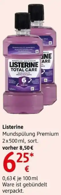 dm Listerine Mundspülung Premium 2x500ml Angebot