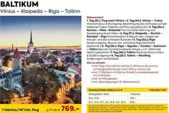 Billa Baltikum Vilnius-Klaipeda-Riga-Tallin Angebot