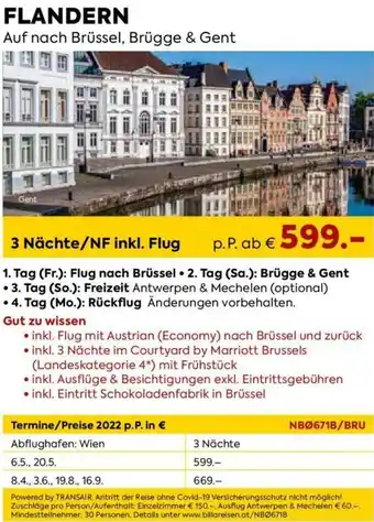 Billa Flandern Auf Nach Brüssel, Brügge & Gent Angebot