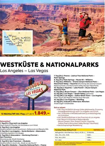 Billa Westküste & Nationalparks Los Angeles -Las Vegas Angebot