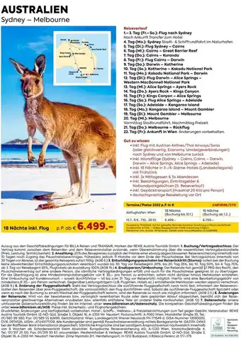 Billa Australien Sydney -Melbourne Angebot