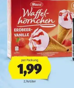Hofer Mucci Waffelhörnchen Erdbeer-Vanille Angebot