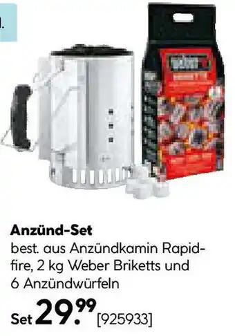 Hellweg Anzündbest. aus Anzündkamin Rapid- fire, 2 kg Weber Briketts und Set Angebot