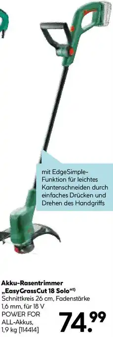 Hellweg Akku-Rasentrimmer Easy Grass Cut 18 Solo Angebot
