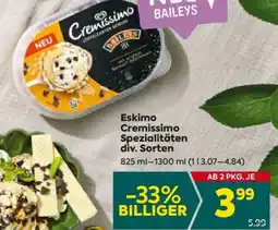 Billa Eskimo Cremissimo Spezialitäten div. Sorten Angebot