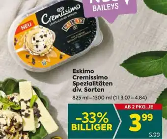 Billa Eskimo Cremissimo Spezialitäten div. Sorten Angebot