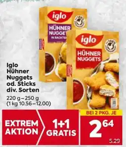 Billa Iglo Hühner Nuggets od. Sticks div. Sorten Angebot
