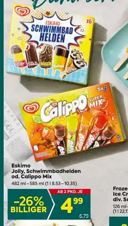 Billa Eskimo Jolly, Schwimmbadhelden od. Calippo Mix Angebot