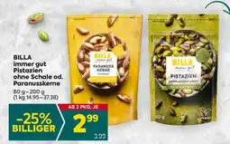 Billa BILLA immer gut Pistazien ohne Schale od. Paranusskerne Angebot