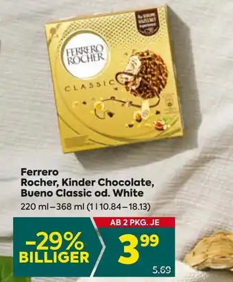Billa Ferrero Rocher, Kinder Chocolate, Bueno Classic od. White Angebot