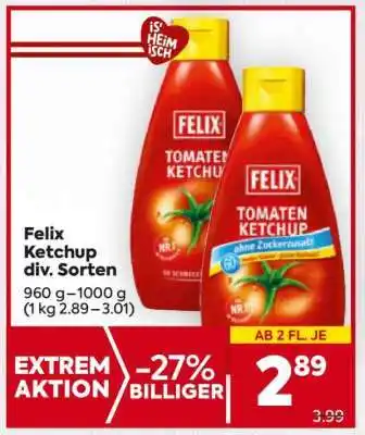 Billa Felix Ketchup div. Sorten Angebot