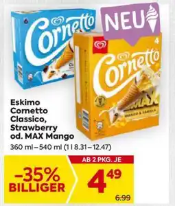 Billa Eskimo Cornetto Classico, Strawberry od. MAX Mango Angebot
