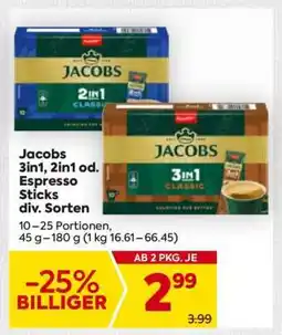 Billa Jacobs 3in1, 2in1 od. Espresso Sticks div. Sorten Angebot