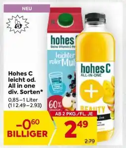 Billa Hohes C leicht od. All in one div. Sorten Angebot