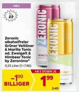 Billa Zeronic alkoholfreier Grüner Veltliner & Marille Tonic od. Zweigelt & Himbeer Tonic by Zeronimo Angebot