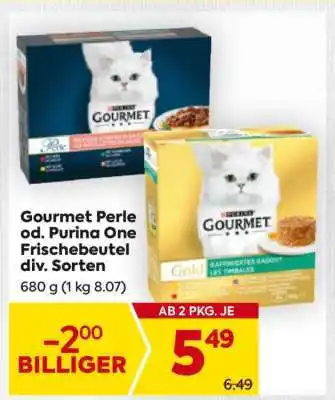 Billa Gourmet Perle od. Purina One Frischebeutel div. Sorten Angebot