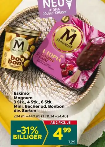Billa Eskimo Magnum 3 Stk., 4 Stk., 6 Stk. Mini, Becher od. Bonbon div. Sorten Angebot