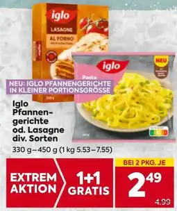 Billa Iglo Pfannen- gerichte od. Lasagne Angebot