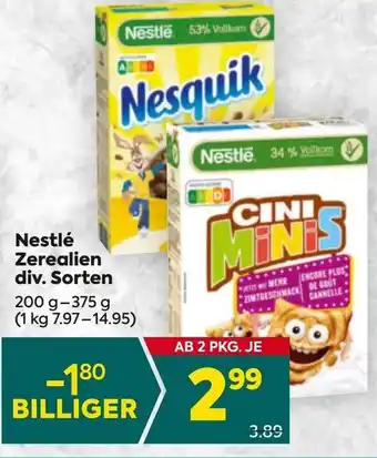 Billa Nestlé Zerealien div. Sorten Angebot