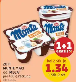 PENNY Zott monte maxi od. mega Angebot