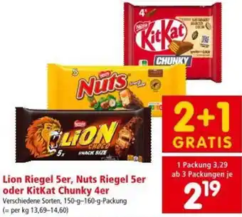 Interspar Lion Riegel 5er, Nuts Riegel 5er oder KitKat Chunky 4er Angebot