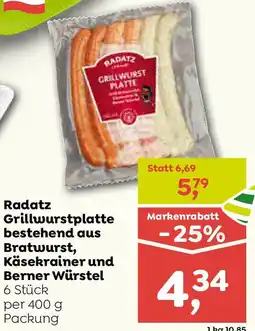 ADEG Radatz Grillwurstplatte bestehend aus Bratwurst, Käsekrainer und Berner Würstel Angebot