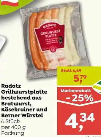 ADEG Radatz Grillwurstplatte bestehend aus Bratwurst, Käsekrainer und Berner Würstel Angebot