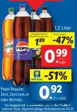 Lidl Pepsi Regular, Zero, Zero Lemon oder Mirinda Angebot