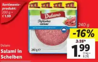 Lidl Dulano Salami in Scheiben Angebot
