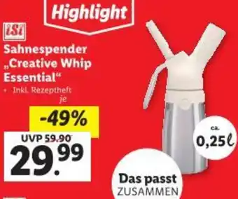 Lidl Sahnespender Creative Whip Essential Angebot