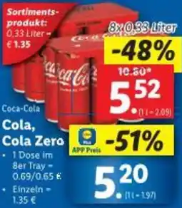 Lidl Coca-Cola Cola, Cola Zero Angebot