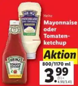 Lidl Heinz Mayonnaise oder Tomaten- ketchup Angebot