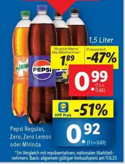 Lidl Pepsi Regular, Zero, Zero Lemon oder Mirinda Angebot