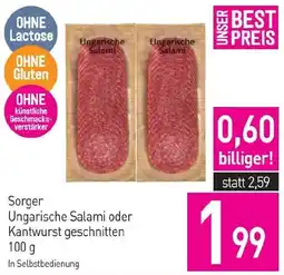 Sutterlüty Sorger Ungarische Salami oder Kantwurst geschnitten Angebot