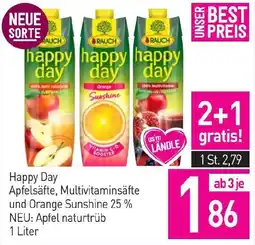 Sutterlüty Happy Day Apfelsäfte, Multivitaminsäfte und Orange Sunshine 25% Angebot