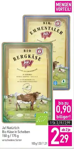 Sutterlüty Ja! Natürlich Bio Käse in Scheiben 150 g/170 GENESS AUS OSTERREICH Angebot