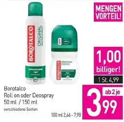 Sutterlüty Borotalco Roll on oder Deospray Angebot