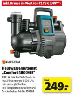 Hagebau Gardena Hauswasserautomat Comfort 4000/5E Angebot
